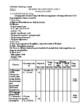Bộ đề kiểm tra Tiếng Anh 9 cả năm